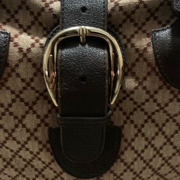 Pre-owned Gucci duffle bag in beige/brown diamanté canvas and brown pigskin trim - Picture 7 of 14